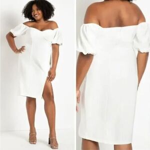 Eloquii white off the shoulder bodycon‎ dress, plus size 28